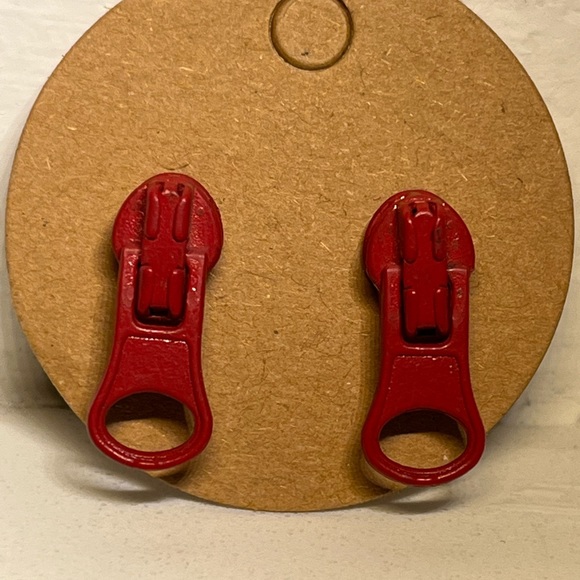 Zipper Stud Earrings made with solid 925 sterling silver posts. - Picture 1 of 5